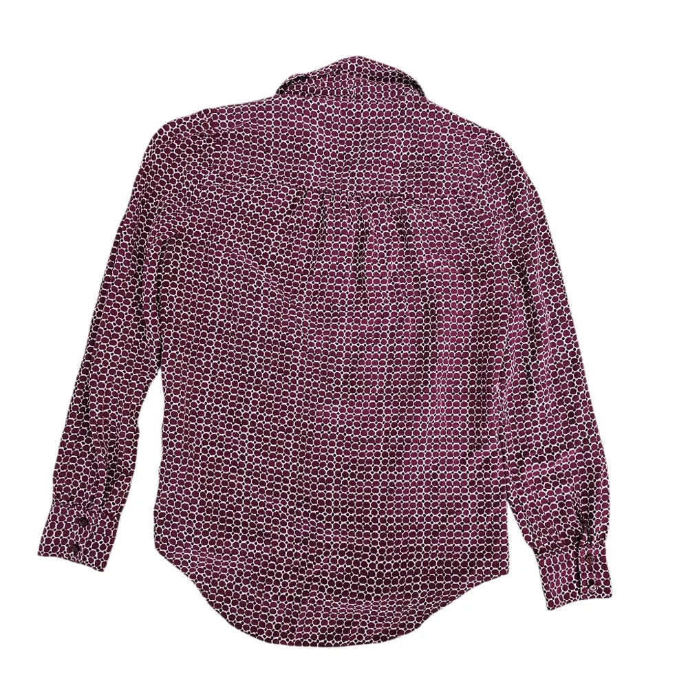Kate‎ Spade Women’s Silk Blouse LS Maroon Print Button Front XS